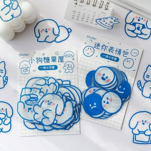 40 Pcs Cute Blue Animals PET Sticker Decorative Planner Scrapbooking Diary Bullet Journal Stickers Aesthetic Kawaii Stationery