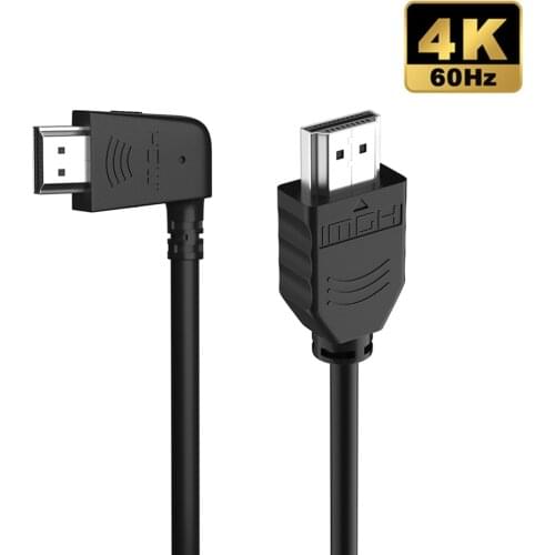 4K 60HZ HDMI-compatible 2.0 cable cord 90 degree angled wire male to male Ultra thin triple-shielded up to 4KX2K/60HZ