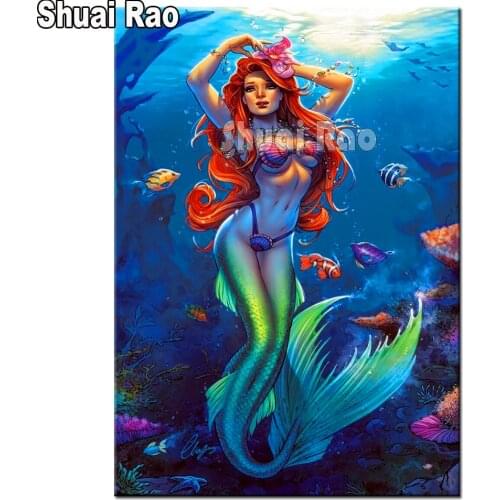 Fantasy Mermaid 5d pictures,3d diamond painting Custom Photo puzzle diamond,Diamond painting with square rhinestones Art