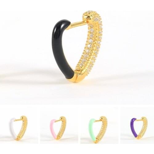 BOAKO 1pcs 925 Sterling Silver Earring For Women Hoop Earrings Piercing Pendientes 2021 Trend Vintage Black Love Earring Gifts