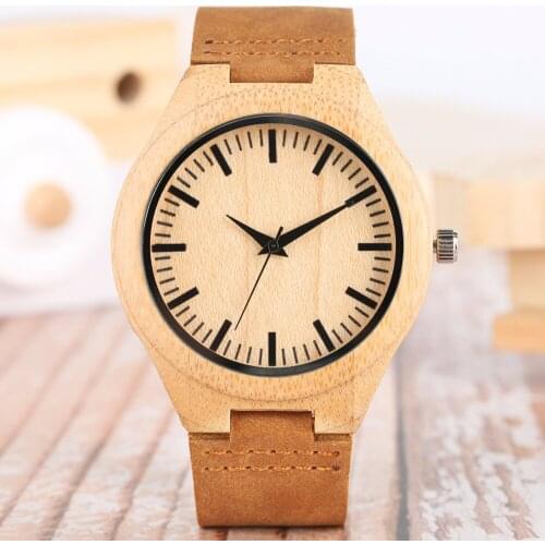 Wooden Quartz Watch Unique Men Wristwatch Genuine Leather Strap Mens Wood Watches Fashion Clock Gifts for Male reloj masculino