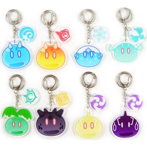 DUTRIEUX Genshin Impact Genshin Eye of God 7 Element Pendant Key Ring Man Slime Keychains Women Pendant Couples KeyChain Acrylic