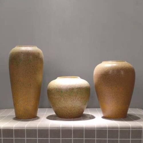 Eco-friendly Wedding Home Table Decoration Nordic Art Natural Brown Ceramic Vase Flower Insert Craft