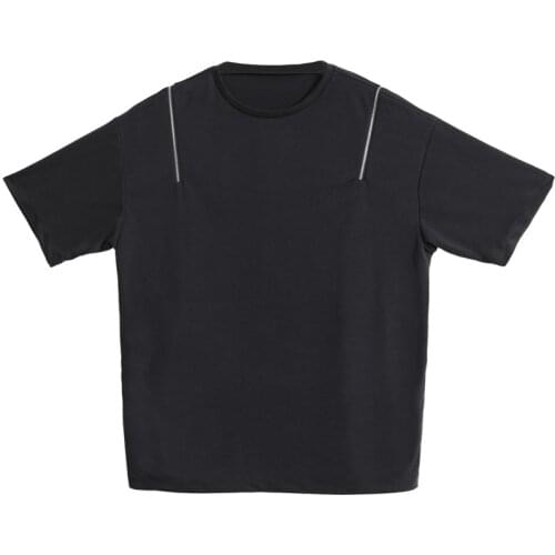 Original new t-shirt male Japanese trend short-sleeved T-shirt Yamamoto wind dark niche zipper loose five-point sleeve t-shirt