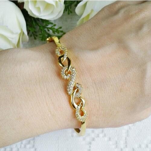 New Women Luxury bangles Made with Cubic Zirconia Lead Free Fashion Simple Bangles Bridal Jewelry