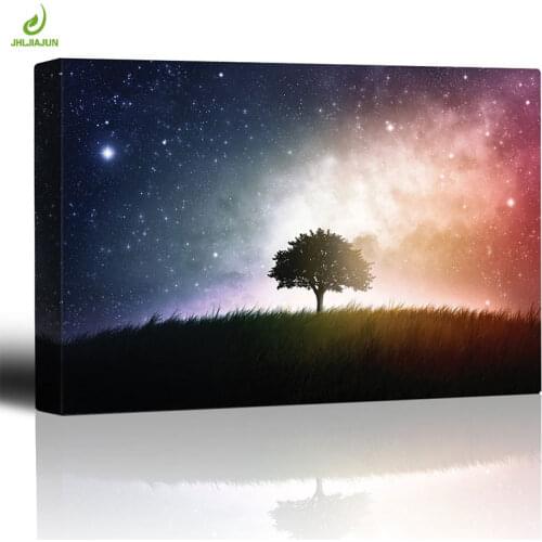 JHLJIAJUN Trees Under The Starry Sky Nordic Canvas Modular Painting Nordic Wall Art Print And Poster Dining Living Room Decor
