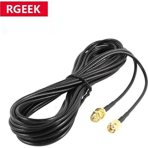 RGEEK 5m RG174 SMA Male to Female Extension Cable Copper Feeder Wire for Coax Coaxial Wi-Fi WiFi Network Card Router Antenna