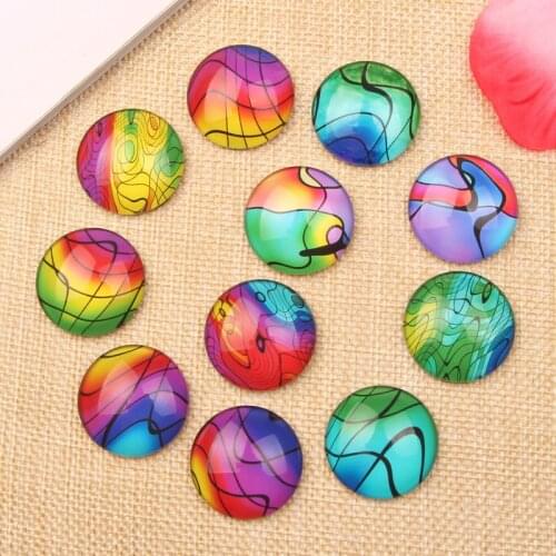 Reidgaller Mixed Round Stained Glass Photo cameo Cabochon 10mm 12mm 14mm 16mm 18mm 20mm 25mm for earrings Necklace
