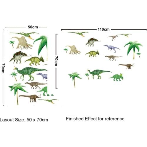 Cartoon Animals Wall Art Decal Sticker for Kids Room Nursery Decoration Dinosaur Butterfly Happy Childhood Wall Mural Decor