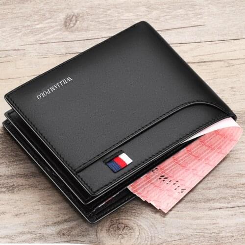 Men Wallets Men Short luxury Brand Genuine Leather Bifold Purse Casual youth fashion gift Simple Mini Card Holder Purse 2019 new