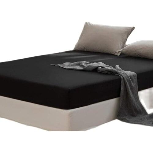 Soft Fitted sheet With Elastic Band solid Bed Sheet Double Combed Cotton Elasticated 100% Cotton Sheet Black