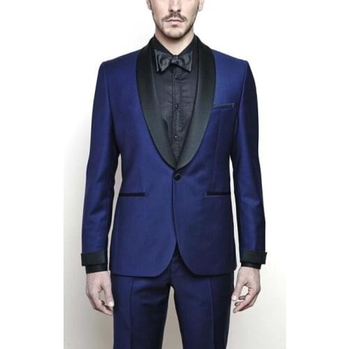 New Arrival Groomsmen Royal Blue Groom Tuxedos Shawl Black Lapel Men Suits Wedding Best Man Blazer ( Jacket+Pants+Tie ) C510