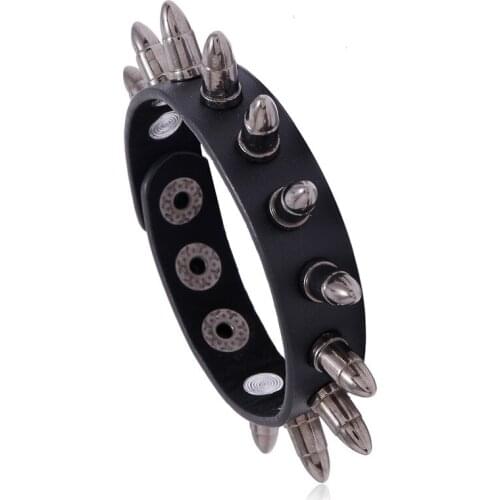 New Jewelry Wholesale Exaggerated Personality Spiked Punk Mens Leather Bracelet Accessories