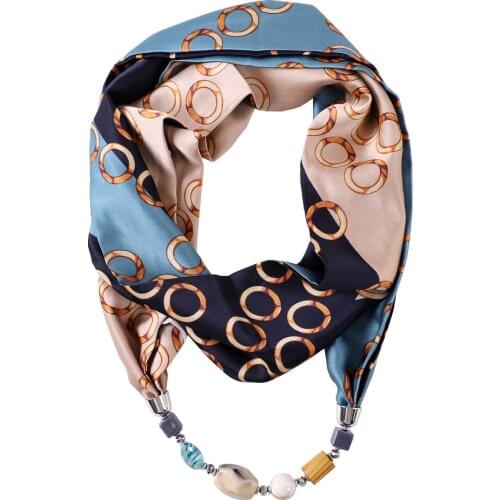 New Pendant Scarf Necklace Bohemia Necklaces For Women Chiffon Scarves Pendant Jewelry Wrap Foulard Female Accessories