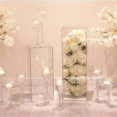 New style Pentagon Acrylic Clear Plinth Dessert Table Wedding Pillar With Balloon For Wedding senyu1432