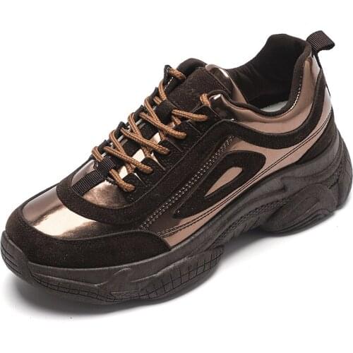 2019 Autumn Fashion Glossy Ladies Casual Shoes For Woman Vulcanized Shoes Breathable Wild Platform Women Shoes Sneakers T1-77