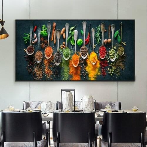 Herbs and Spices on the Table Wall Art Posters And Prints Canvas Paintings On the Wall Art Kitchen Theme Cooking Pictures Cuadro