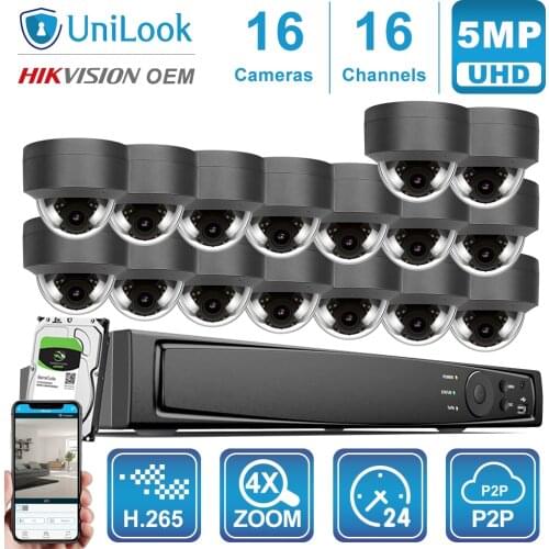 UnILook 16CH NVR 8/10/12/16Pcs 5MP POE IP Camera NVR Kit Security System Audio Night Vision Motion Detection Onvif H.265 P2P