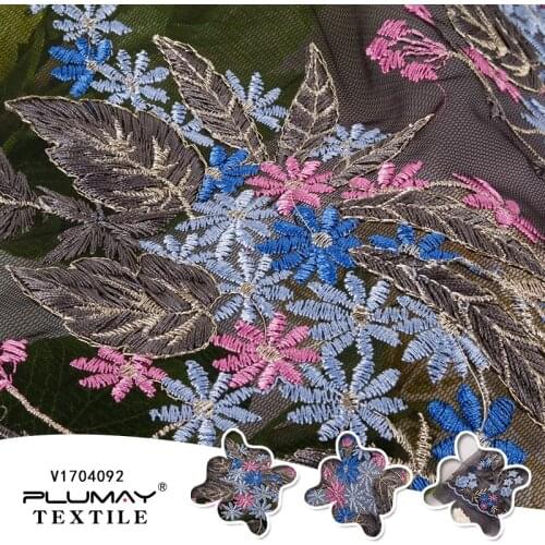 Embroidery fabric New arrival tulle net colorful 100%polyester for Stage costumes garment party dress DIY