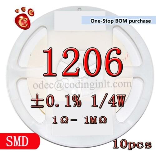 1206 0.1% 0.001 1/4W High precision Resistors 1R~976K 25PPM 7.15R 3.24R 10R 16.2R 68R 220R millesimal thousandth ohm 20pcs/lot