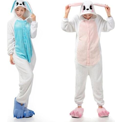 Adult Cosplay Kigurumi Rabbit Animal Costume Women Onesies Pajamas Halloween Carnival Party Jumpsuit (exclude slipper)