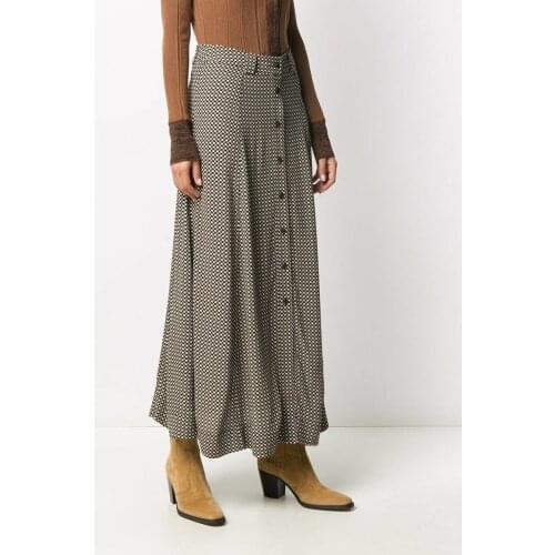 High Waist Womens Plaid Ankle-length Skirts Ladies Casual Single-Breasted Split Long Skirts Midi Jupe Clearance Price