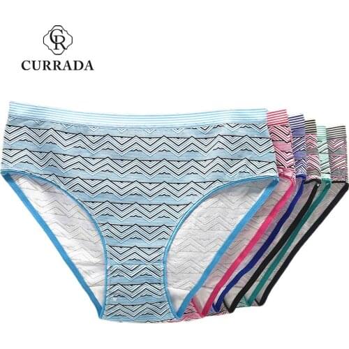 CURRADA 6pieces/lot Cotton underwear women panties plus size briefs stripe high waist panty female intimate XXL XXXL XXXXL