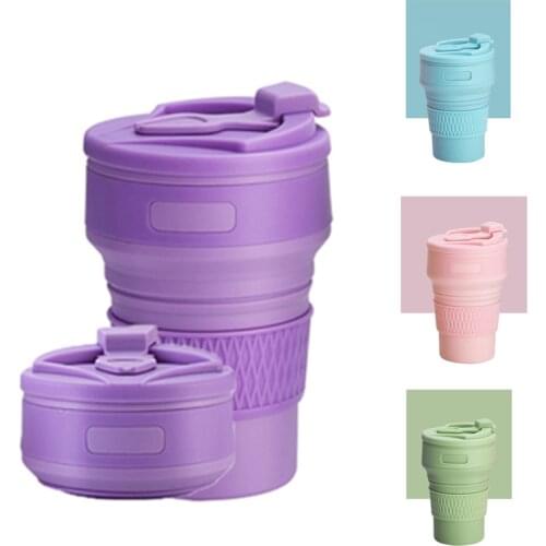 10 Pieces 350ml Collapsible Silicone Coffee Cup/Portable Outdoor Travel Drinking Cup Tea Cup