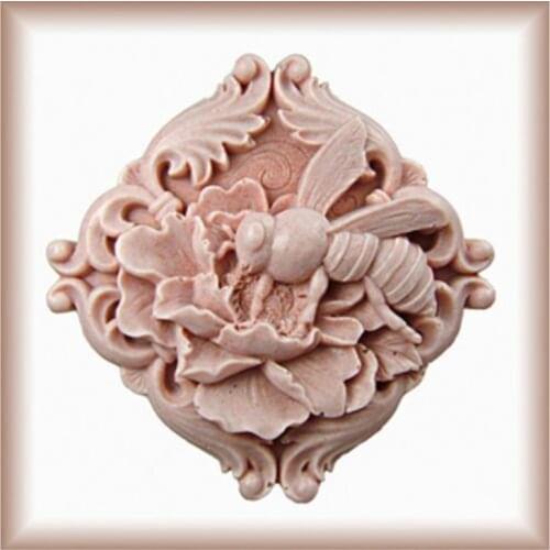 100% DIY Handmake Flower 3D Bee Square Silicone Soap Mold Candle Making Tools Silicone Soap Decorating Moulds