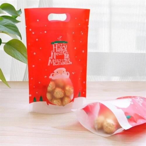100Pcs/Lot Christmas Bags Gift Candy Stand Up Zip Lock Pouches Chocolate Food Storage Packaging Wedding Gifts For Guests Bags