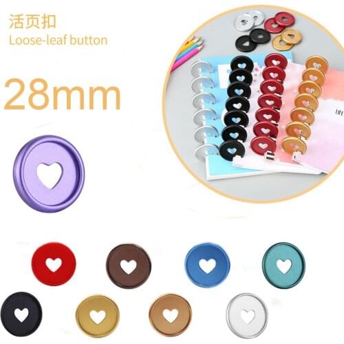 100PCS Notebook Mushroom Hole 28MM Binding Discs Heart Binder Rings For DIY Loose-leaf Loop Button Planners Office Supplies
