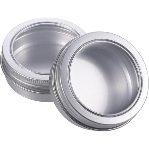 12pcs 60ml 60ml Round Shaped Aluminum Jars Empty Makeup Cream Tin Containers Pot Tin Cans Empty Tin Cans with Clear Window