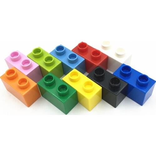 245pcs/lot Kennie Building Spare Parts 1X2 Big Size Block 2 Dots Higher Brick compatible with DUPLO BRICK 1X2