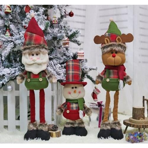 57cm Santa Claus Snowman Christmas Dolls Christmas Decorations for Home Retractable Standing Toy Birthday Party Gift Kids natal