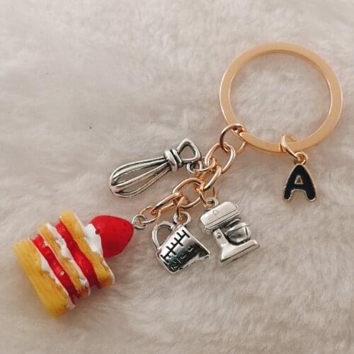 A-Z letter resin cake pendant keychain jewelry cake chef gift, Christmas gift keychain
