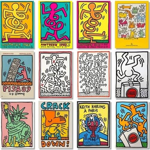 Pizza Abstract Keith Pop Art Exhibition Canvas Painting Wall Art Prints Poster Wall Pictures For Home Room Decor (No Frame)