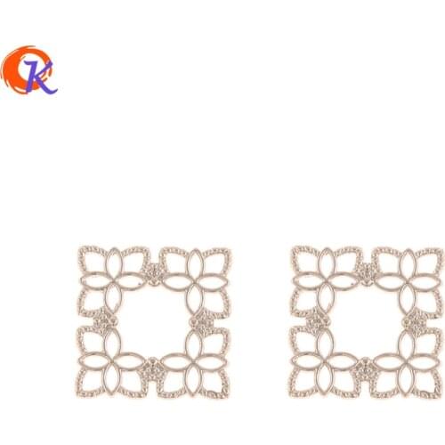 Cordial Design 100Pcs 16*16MM Jewelry Accessories/Earrings Connectors/Rhodium/Square Shape/Hand Made/DIY Making/Earring Findings