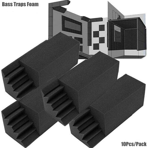 10Pcs/Pack 7"x12"x12" Acoustic Bass Traps Corner Foam Panel Soundproof High Density Sound Absorption Studio Corner Foam Pads