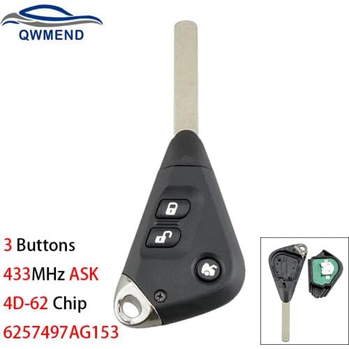 BHKEY 6257497AG153 ASK Car Remote Key for Subaru Forester Impreza Liberty Outback Tribeca 2004-2009 Car Key 433MHz 4D-62 Chip