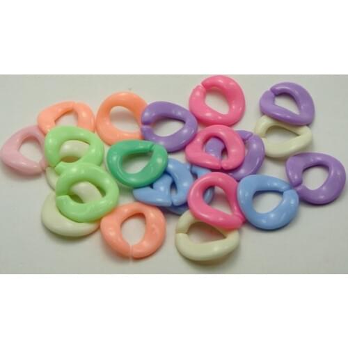 100 Mixed Pastel Color Acrylic Flat Round Open Ring Beads 21mm Connector link Chain For Necklace Bracelet