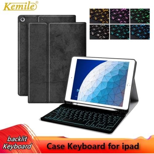 Backlit Keyboard Case For iPad Air 3 10.5 mini 5 7.9 inch Cover W Pencil holder Case For iPad 6th 2018 9.7 For iPad Pro 11 Case