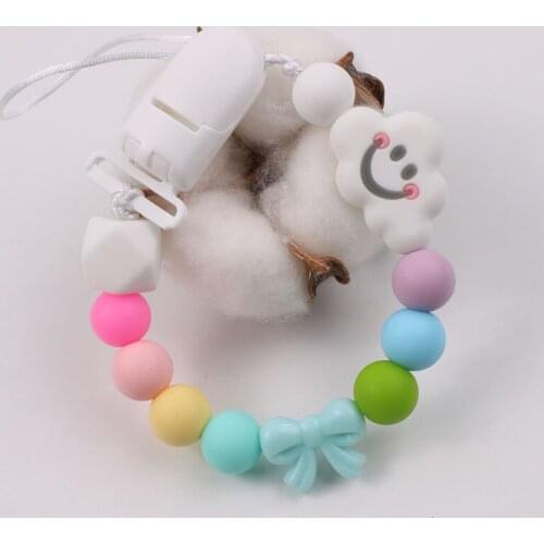 Baby Pacifier Holder Chain Chew Clouds Silicone Beads Infant Pacifier Clip Baby Toy Anti-drop Chain