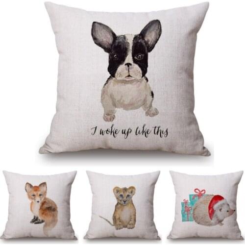 Baby Elephant Fox Lion Deer Throw Pillows Home Decoration Water Color Paint Animal Cute Sofa Cushion Car Pillows For Children