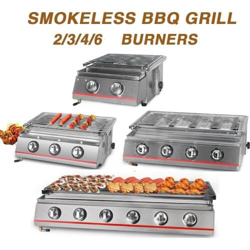 2/3/4/6 Burners Gas BBQ LPG Grills Infrared burners Outdoors Barbecue Grill Tools for Picnic Party Oil-preventing Easily Cleaned