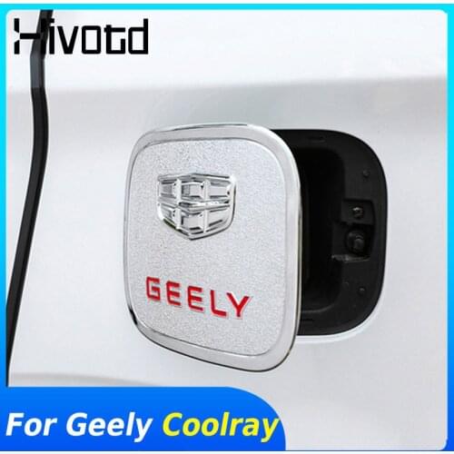 Hivotd For Geely Coolray 2018-2020 Car Fuel Tank Cover Decoration ABS Chrome Gas Box Cap Exterior Modification Trim Accessories