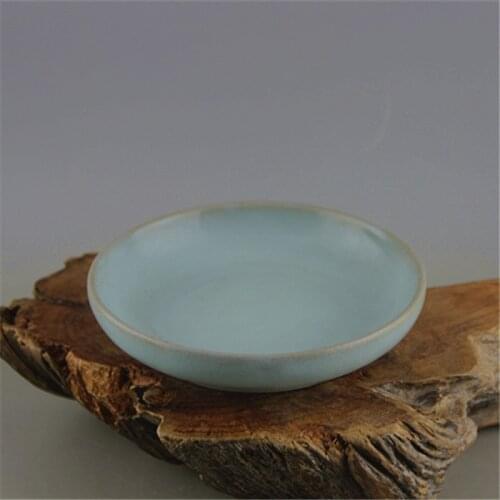 Song Dynasty Ru Kiln Hand Made Porcelain Celestial Celadon Glaze Plate with Nails