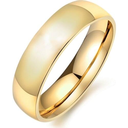 KNOCK 6mm Classic Wedding Ring for Men / Women Gold / Blue /Silver Color Stainless Steel engagement ring US size