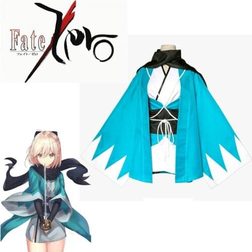 Anime Fate Grand Order 2020 The NewSakura Saber Okita Souji Cosplay Costume Kimono Halloween costumes for wom Inner Uniforms