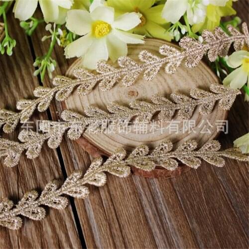 20yards*1.3cm Embroidery Lace Ribbon Gold Thread Lace Fabric DIY Sewing Handmade Wedding Supplies Childrens Clothes Accessories