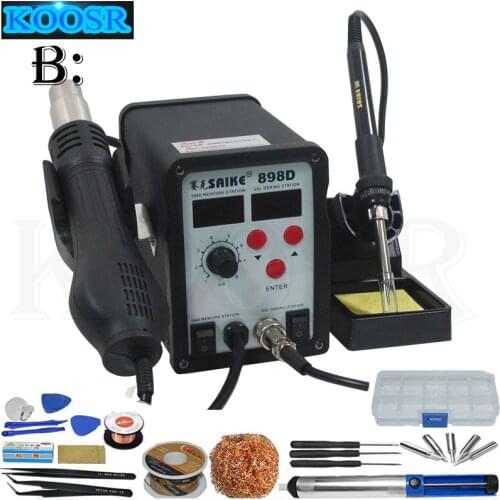 Hot Selling ! SAIKE 898D 2 in 1 Soldering Station Hot Air Gun+welding Iron 220V 110V SAIKE898D hot air gun+solder iron